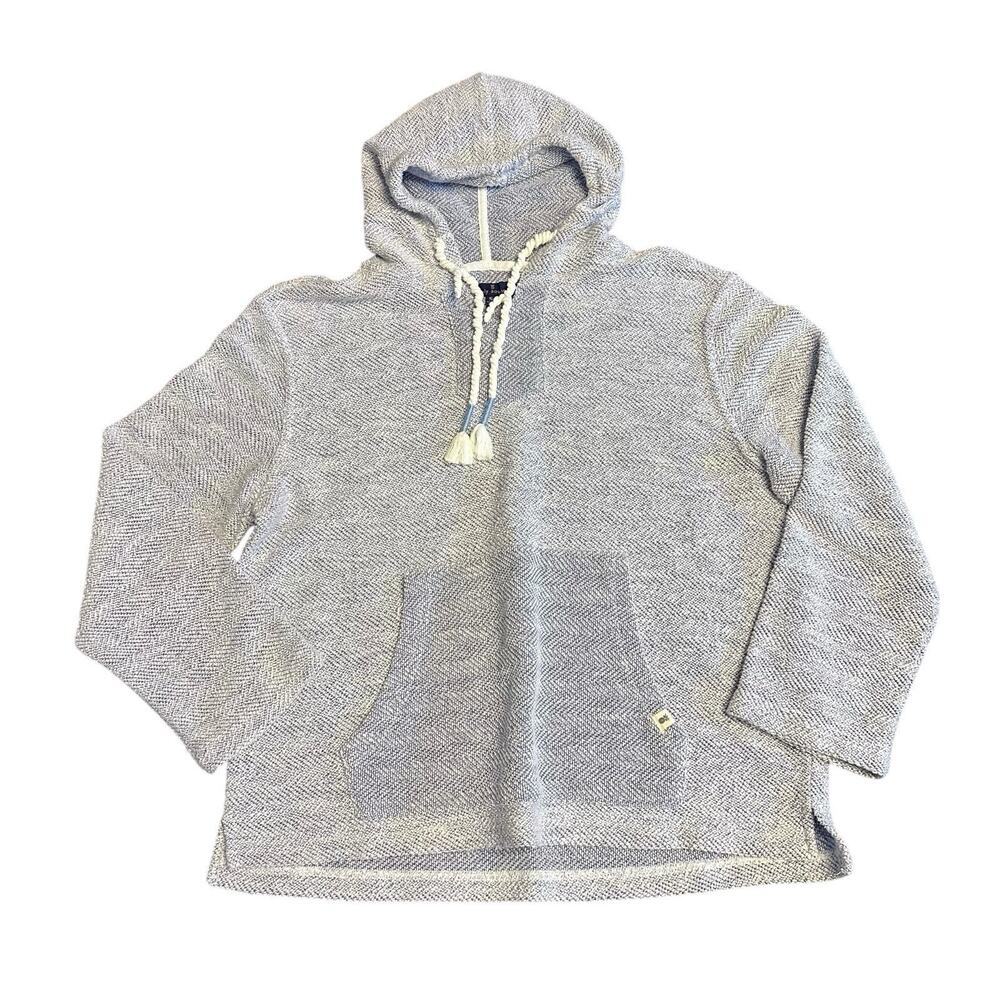 Simply Southern Blue Terry Cloth Beach Hoodie Sweatshirt Pocket Lightweight Sz S